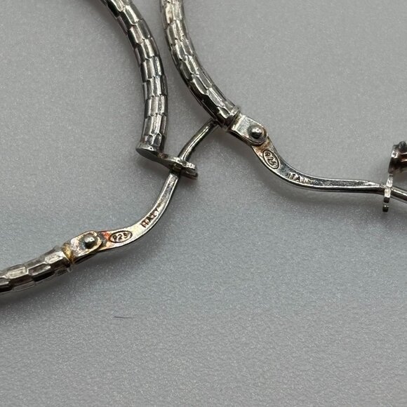 Mia Fiore Sterling Silver Textured Hoop Earrings Made In Italy - Picture 5 of 9